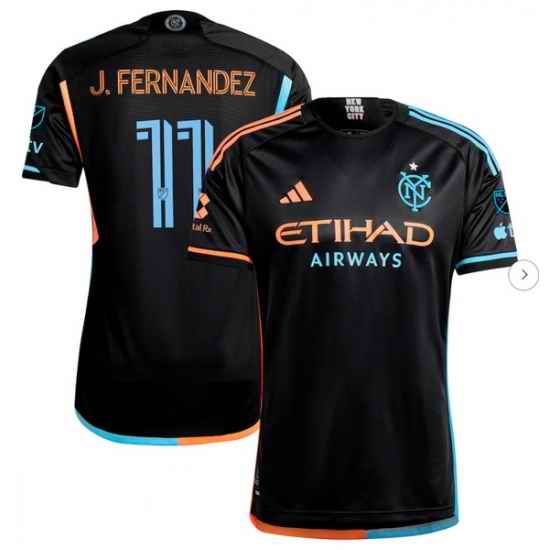 Men's New York City FC Julian Fernandez adidas Black 2024 24 7 Kit Authentic Player Jersey